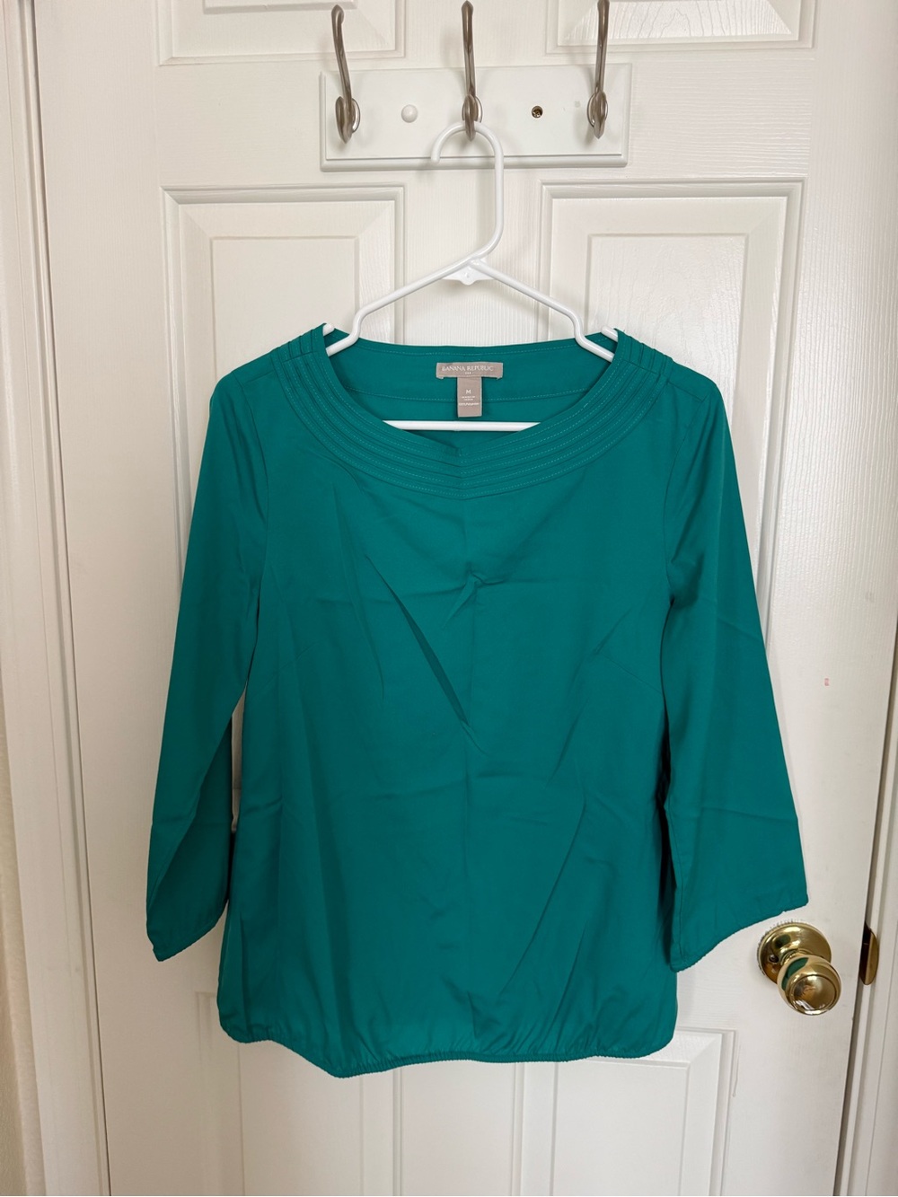 Banana Republic Collection Teal Scoop-Neck Long Sleeve Blouse - Women's Top